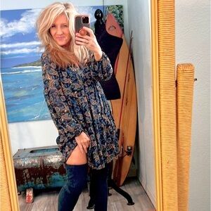 Luxology,Romantic,Flowy, Popping Paisley, Tiered Long Sleeve Dress,EUC, Small